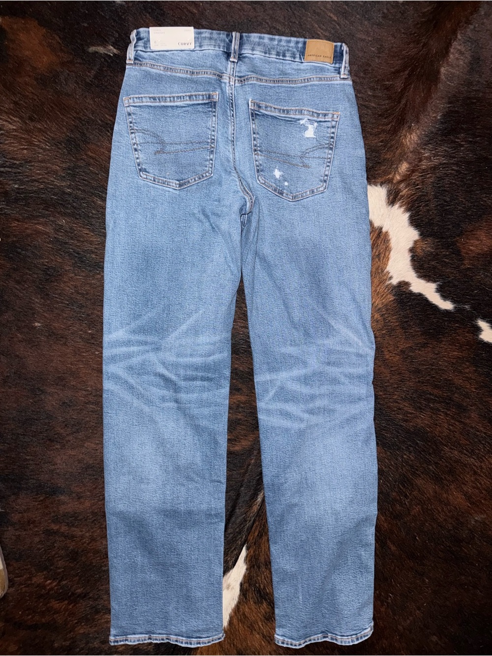 American Eagle Outfitters Light Blue Distressed Straight Leg Jeans - Picture 2 of 3